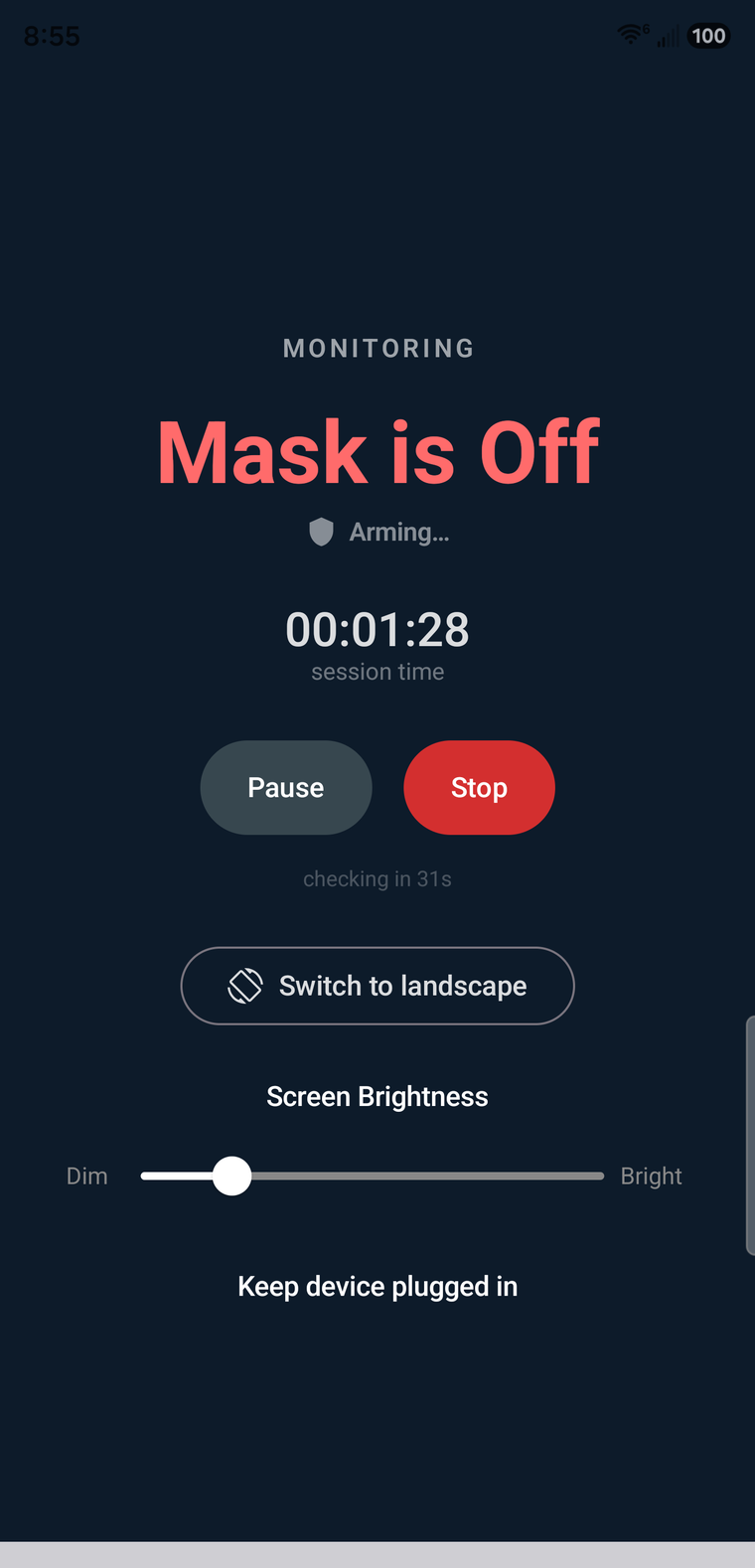 Live monitoring — mask off detected